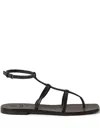 Brunello Cucinelli Square-headed Flat Sandals In Black