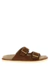 Brunello Cucinelli Adjustable Brown Suede Sandals In Brown