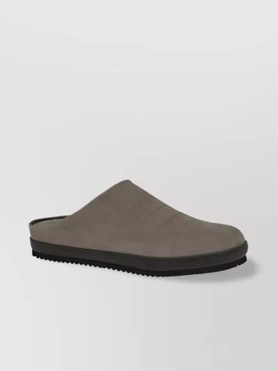 BRUNELLO CUCINELLI LEATHER SANDALS CROC-EFFECT JEWEL INSERTS