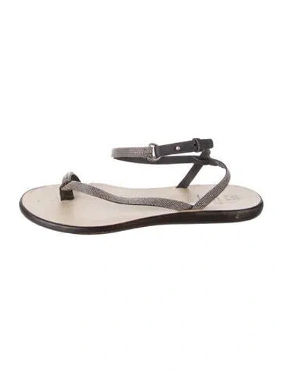 Pre-owned Brunello Cucinelli Leather Sandals In Grey