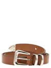 BRUNELLO CUCINELLI LEATHER SCRATCHED BELT WITH TIP