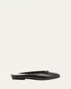 Brunello Cucinelli Leather Shearling Bow Ballerina Mules In Black