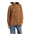 Brunello Cucinelli Suede Shirt With Monili In Brown