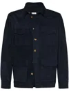 Brunello Cucinelli Suede Leather Shirt Jacket In 蓝色