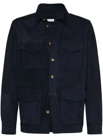 BRUNELLO CUCINELLI LEATHER SHIRT JACKET