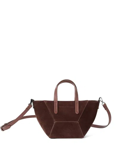Brunello Cucinelli Leather Shopping Bag In Red