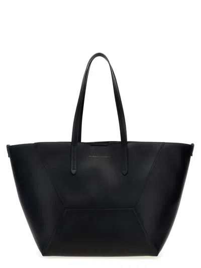 Brunello Cucinelli Leather Shopping Bag In Black