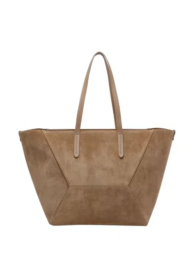 Brunello Cucinelli Leather Shopping Bag In Brown