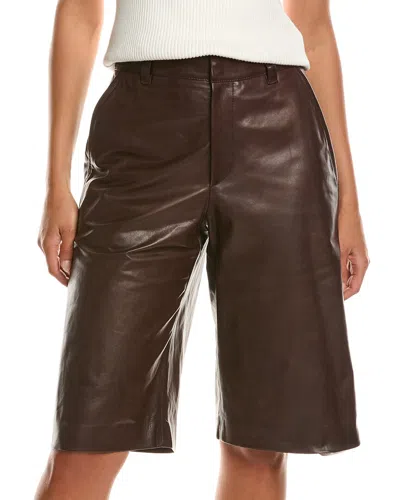 Brunello Cucinelli Leather Short In Brown