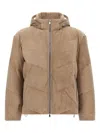 Brunello Cucinelli Suede Down Jacket Puffer Jackets Beige In Brown