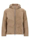 Brunello Cucinelli Suede Down Jacket Puffer Jackets Beige In Brown