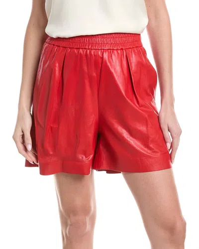 Brunello Cucinelli Pleated Leather Shorts In Red