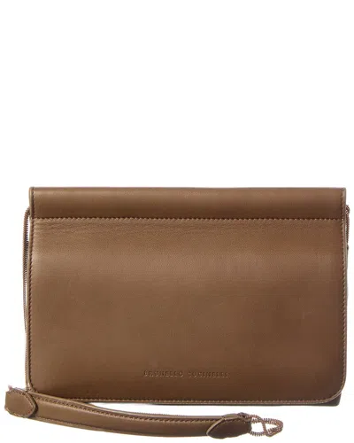 Brunello Cucinelli Leather Shoulder Bag In Brown