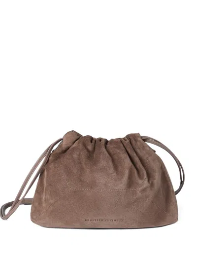 Brunello Cucinelli Leather Shoulder Bag In Brown