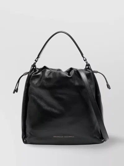 BRUNELLO CUCINELLI LEATHER SHOULDER BAG CHAIN DETAIL