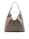 Brunello Cucinelli Bc Duo Mini Suede Leather Hobo Handbag In Marrón
