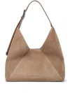 Brunello Cucinelli Tobacco Brown Calf Suede Handbag With Velvet Effect In Neutral