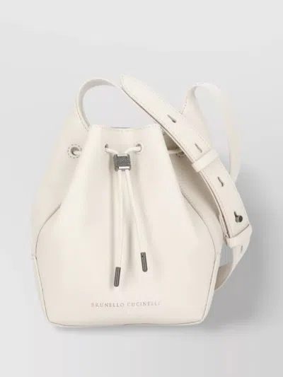 Brunello Cucinelli Leather Shoulder Bag Smooth Finish In Gray