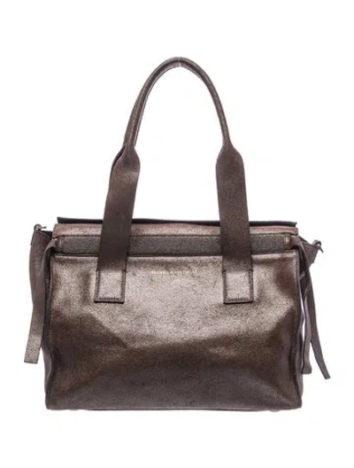 Pre-owned Brunello Cucinelli Leather Shoulder Bag Vintage In Gray