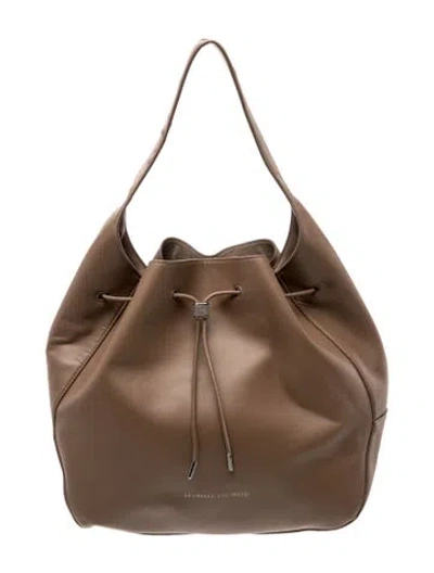 Pre-owned Brunello Cucinelli Leather Shoulder Bag W/ Tags In Brown