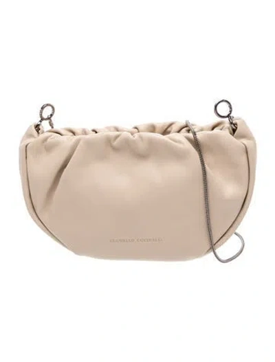 Pre-owned Brunello Cucinelli Leather Shoulder Bag W/ Tags In Neutral