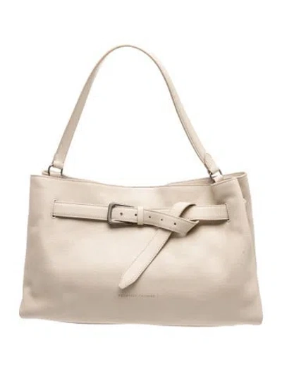Pre-owned Brunello Cucinelli Leather Shoulder Bag W/ Tags In Neutral