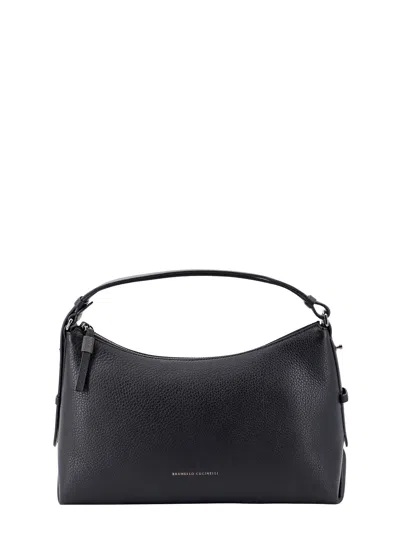 Brunello Cucinelli Textured-leather Shoulder Bag In Black
