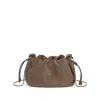 Brunello Cucinelli Soft Suede Drawstring Bag With Chain-link Strap