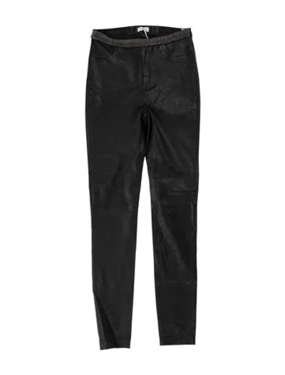 Pre-owned Brunello Cucinelli Leather Skinny Leg Pants In Black