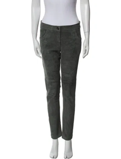 Pre-owned Brunello Cucinelli Leather Skinny Leg Pants In Gray