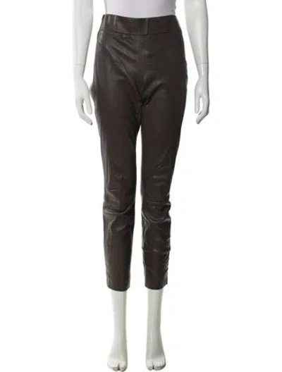 Pre-owned Brunello Cucinelli Leather Skinny Leg Pants In Gray