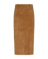 Brunello Cucinelli Leather Skirt In Brown