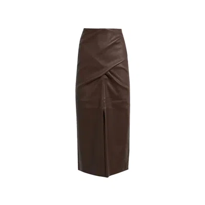 Brunello Cucinelli Leather Skirt Women In Red