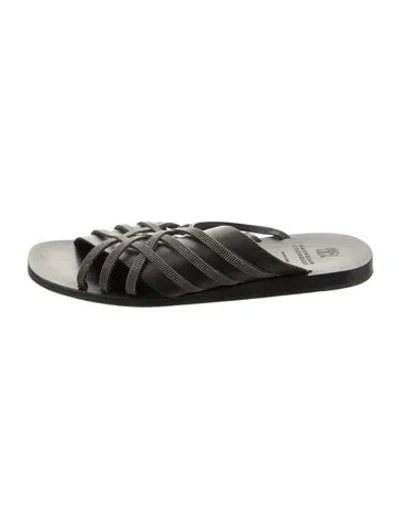 Pre-owned Brunello Cucinelli Leather Slides In Black