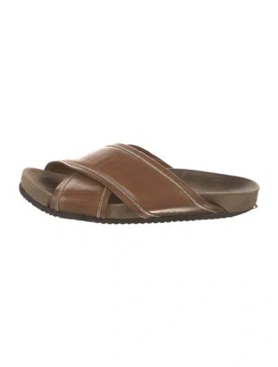 Pre-owned Brunello Cucinelli Leather Slides In Brown