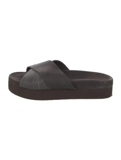 Pre-owned Brunello Cucinelli Leather Slides In Brown
