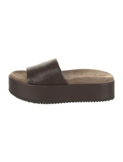 Pre-owned Brunello Cucinelli Leather Slides In Brown