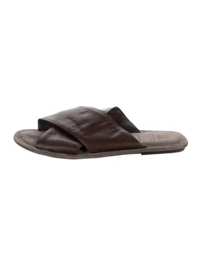 Pre-owned Brunello Cucinelli Leather Slides In Brown