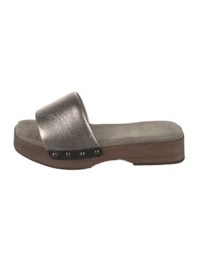 Pre-owned Brunello Cucinelli Leather Slides In Gray
