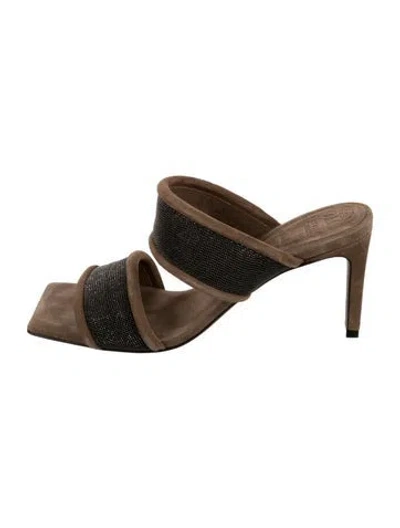 Pre-owned Brunello Cucinelli Leather Slides In Gray