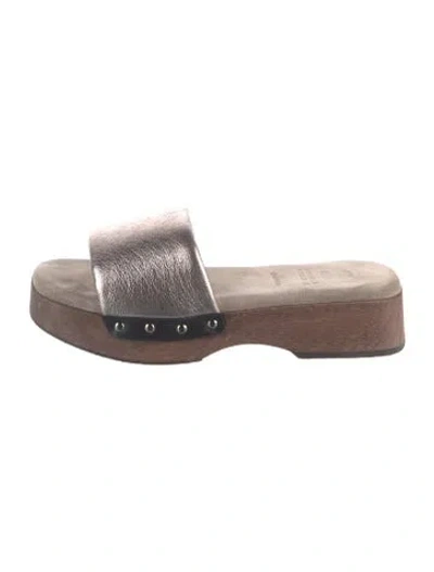 Pre-owned Brunello Cucinelli Leather Slides In Gray