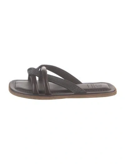 Pre-owned Brunello Cucinelli Leather Slides In Grey