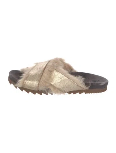 Pre-owned Brunello Cucinelli Leather Slides In Neutrals