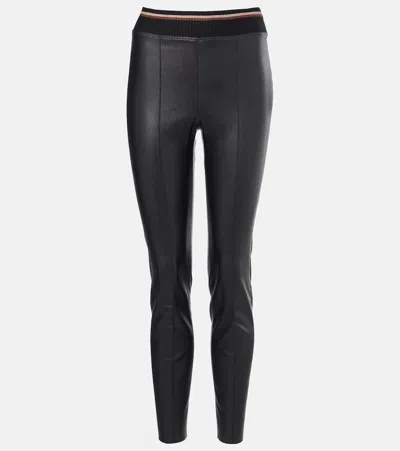 Brunello Cucinelli Leather Slim Pants In Black