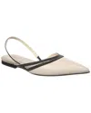 Brunello Cucinelli Bead-embellished Leather Slingback Point-toe Flats In White