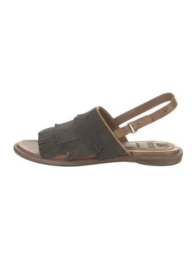 Pre-owned Brunello Cucinelli Leather Slingback Flats