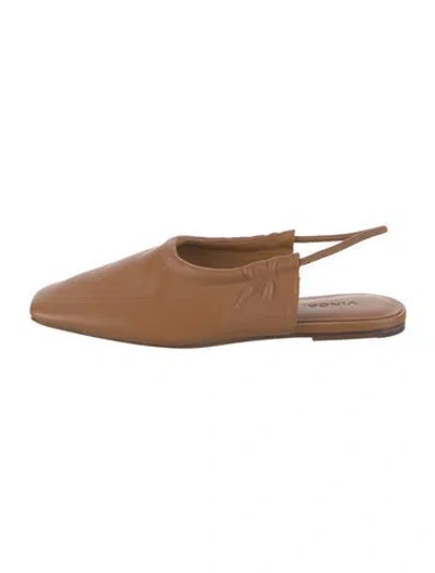 Pre-owned Brunello Cucinelli Leather Slingback Flats In Brown