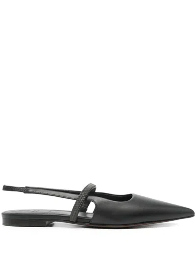 BRUNELLO CUCINELLI BRUNELLO CUCINELLI LEATHER SLINGBACK PUMPS