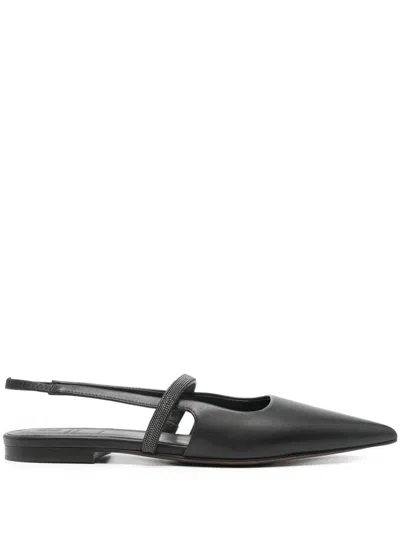 Brunello Cucinelli Leather Slingback Pumps