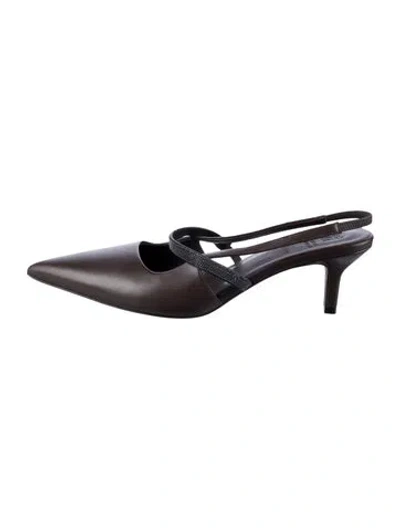 Pre-owned Brunello Cucinelli Leather Slingback Pumps In Black